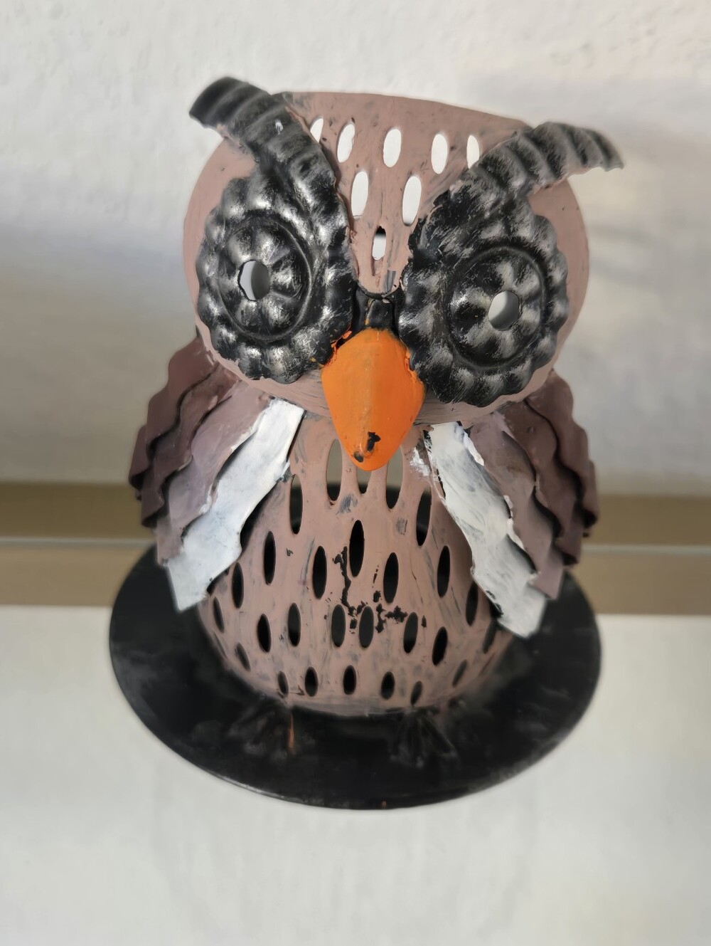 Metal Owl  candle Holder Accent - Brown & Black Home Decor